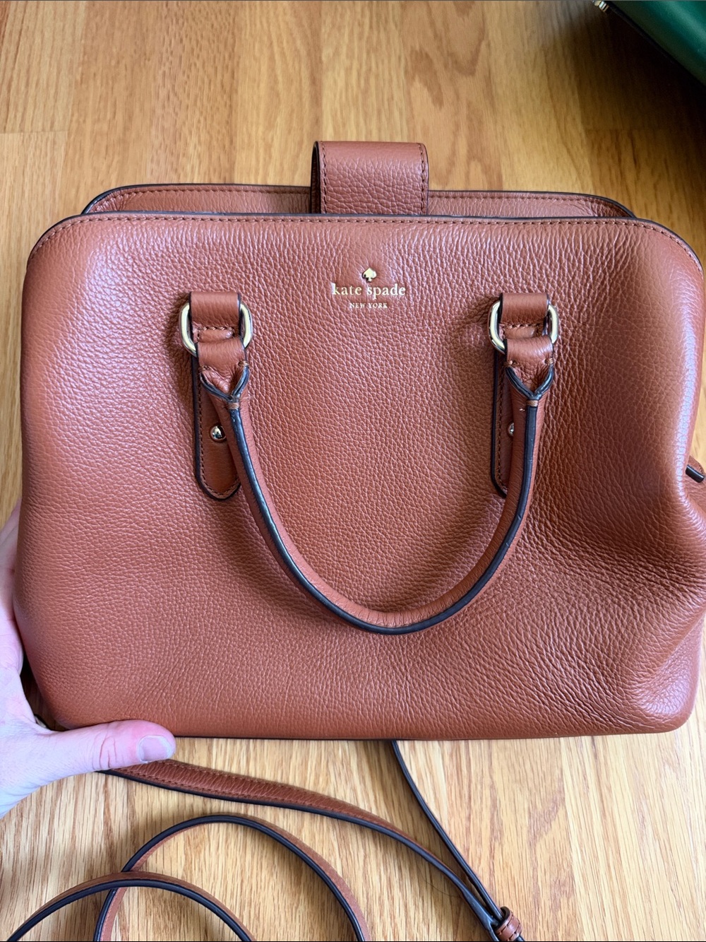 kate spade Cognac Pebbled Leather Dome Satchel - Picture 6 of 7